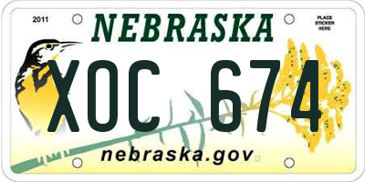 NE license plate XOC674