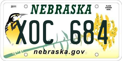 NE license plate XOC684