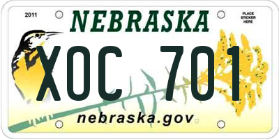 NE license plate XOC701