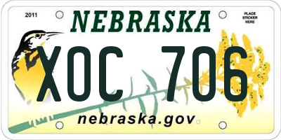 NE license plate XOC706