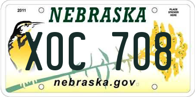 NE license plate XOC708