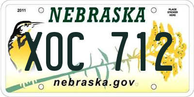 NE license plate XOC712