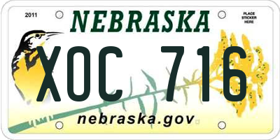 NE license plate XOC716