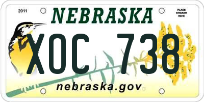 NE license plate XOC738