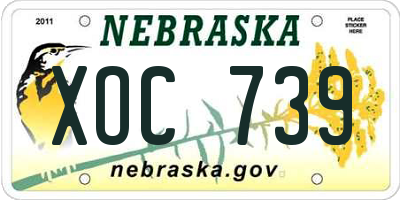 NE license plate XOC739