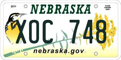 NE license plate XOC748
