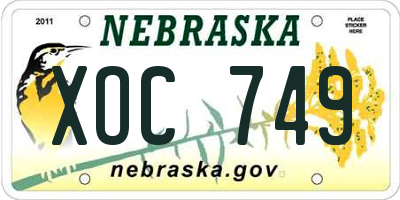 NE license plate XOC749