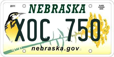 NE license plate XOC750