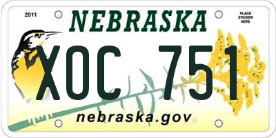 NE license plate XOC751