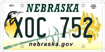 NE license plate XOC752