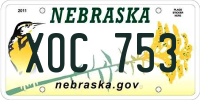 NE license plate XOC753