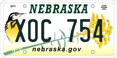 NE license plate XOC754