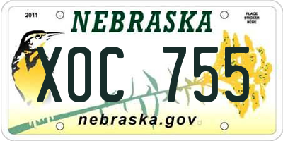 NE license plate XOC755
