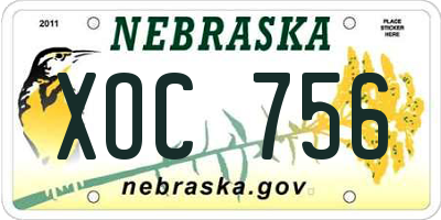 NE license plate XOC756