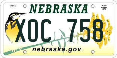 NE license plate XOC758