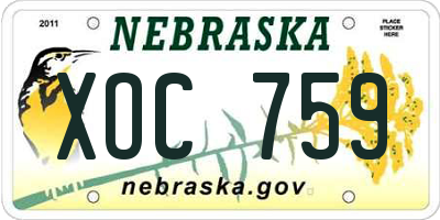 NE license plate XOC759