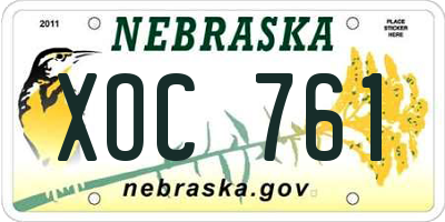 NE license plate XOC761