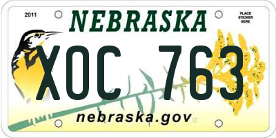 NE license plate XOC763