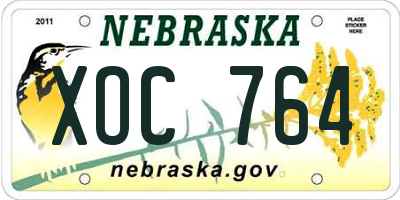 NE license plate XOC764