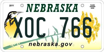 NE license plate XOC766