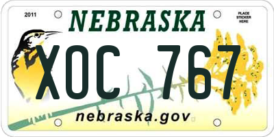 NE license plate XOC767