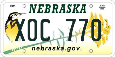 NE license plate XOC770