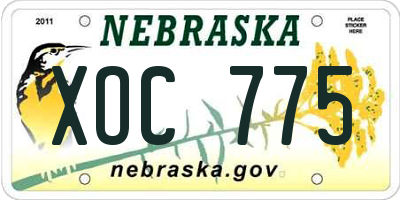 NE license plate XOC775