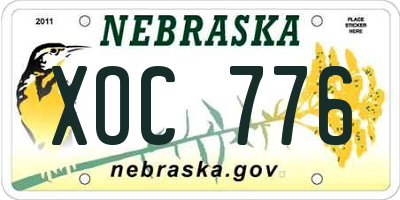 NE license plate XOC776