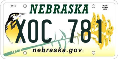 NE license plate XOC781