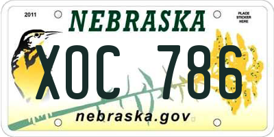 NE license plate XOC786