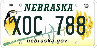 NE license plate XOC788