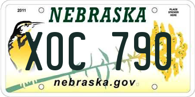 NE license plate XOC790