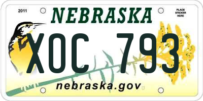 NE license plate XOC793