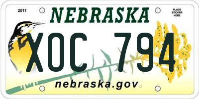 NE license plate XOC794
