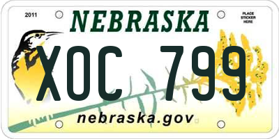 NE license plate XOC799