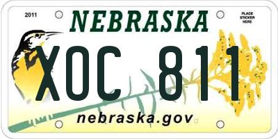 NE license plate XOC811