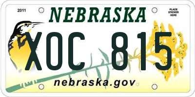 NE license plate XOC815