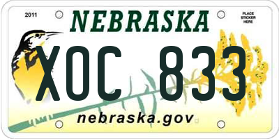 NE license plate XOC833