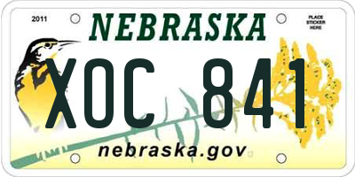 NE license plate XOC841