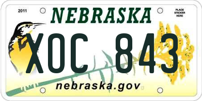 NE license plate XOC843