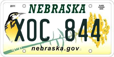 NE license plate XOC844