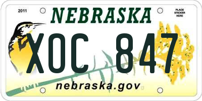 NE license plate XOC847