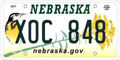 NE license plate XOC848