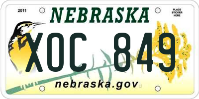 NE license plate XOC849