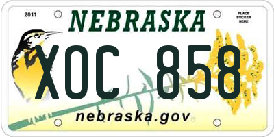 NE license plate XOC858