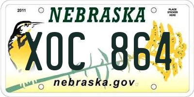 NE license plate XOC864