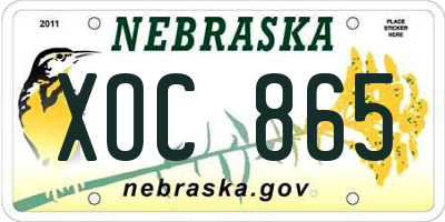 NE license plate XOC865