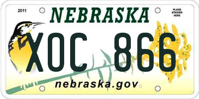 NE license plate XOC866