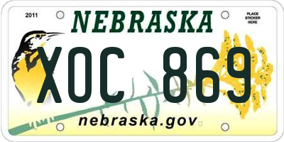 NE license plate XOC869