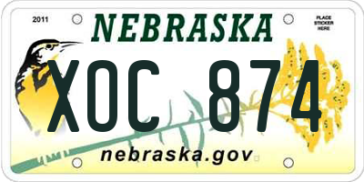 NE license plate XOC874